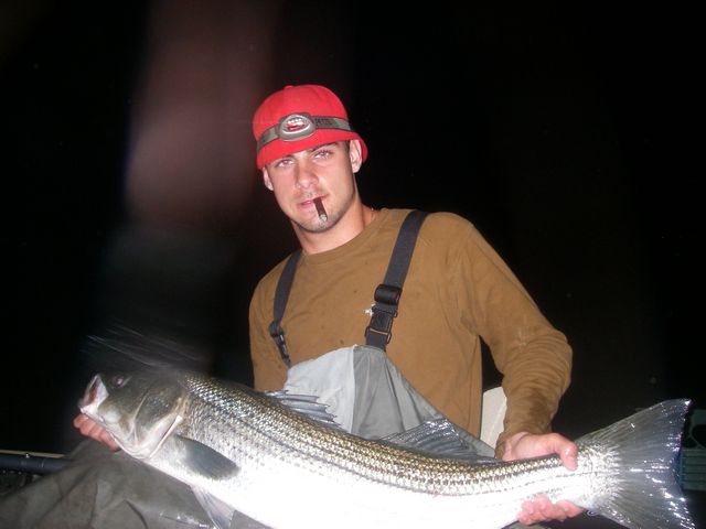 night time kayak striper fishing